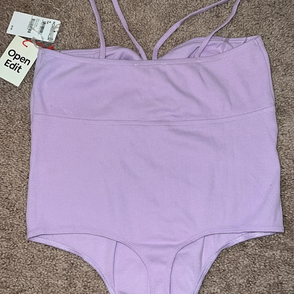 Open Edit Cut Out Body Suit in Purple Bloom - Picture 5 of 8